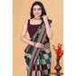 Facinating Women's Dupion Silk Block Printed Saree With Blouse Piece
