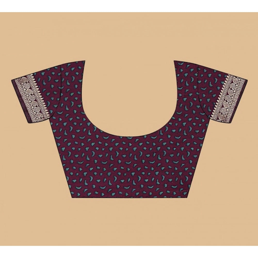 Facinating Women's Dupion Silk Block Printed Saree With Blouse Piece
