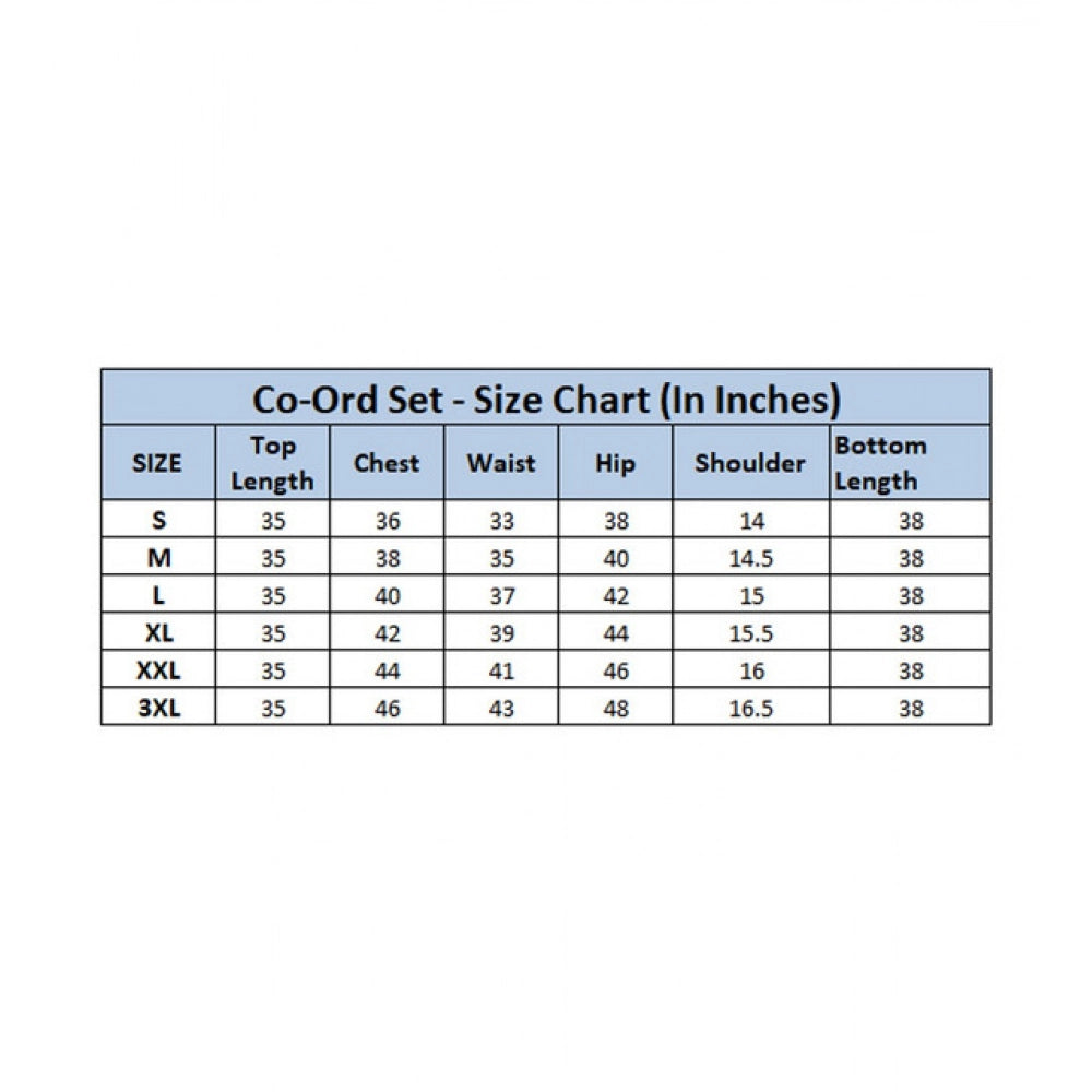 Fancy Women's Polyester Floral 3-4th Sleeve Co-Ord Set