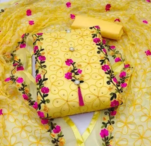 Voguish Cotton Embroidered Salwar Suit Dress Material