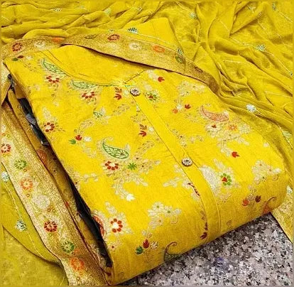 Fancy Banarsi Jacquard Cotton Salwar Suit Dress Material