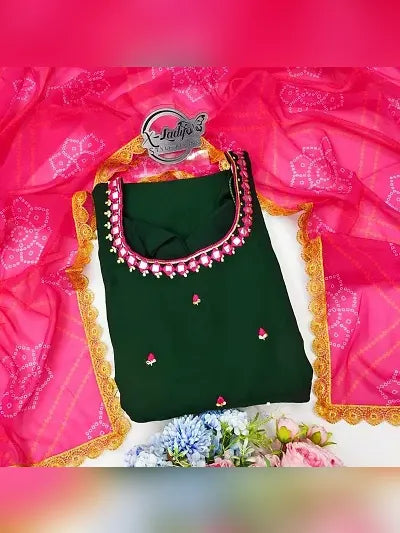 Partywear Georgette Gown With Dupatta