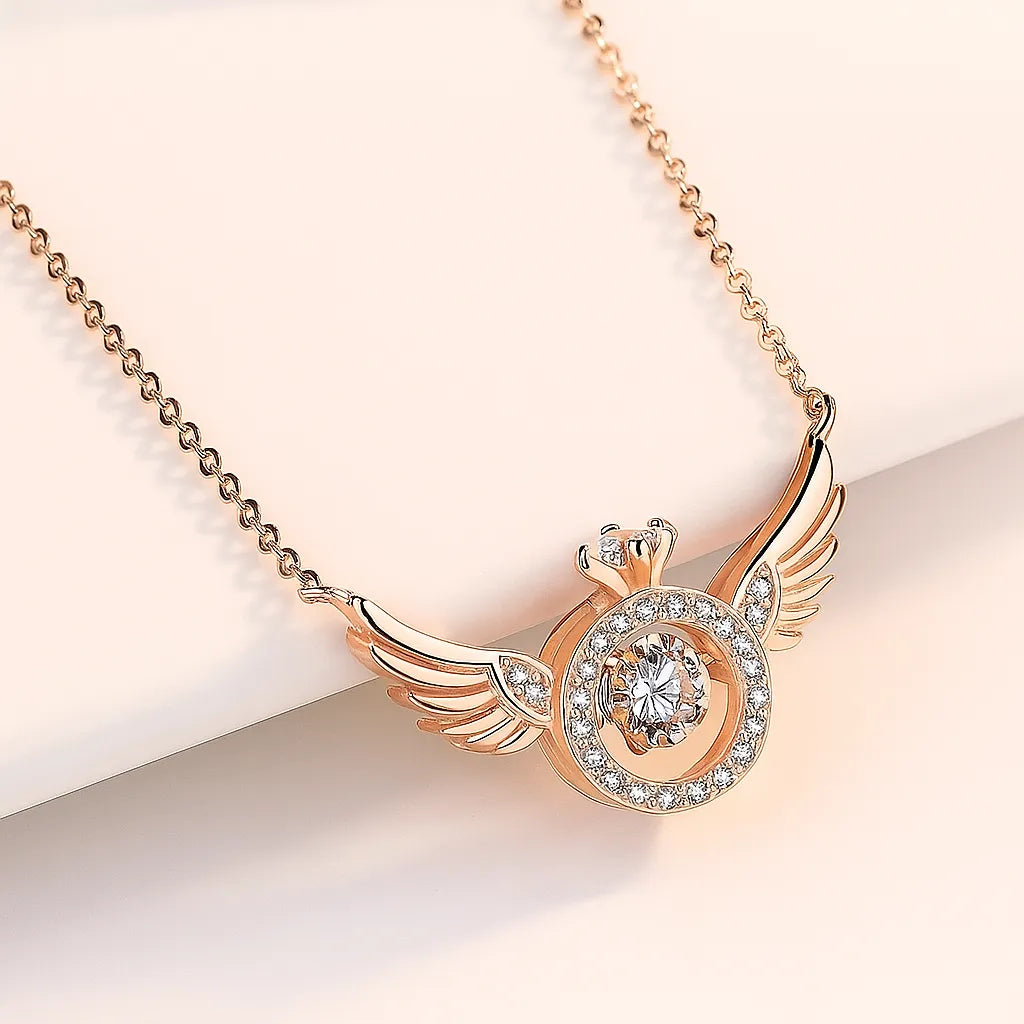 Beautiful Rose Gold Angel Wings Pendant Chain