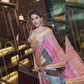 Heavy Marsh Mellow Georgette Saree with Mosaic Digital Print and Mirror Work