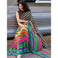 Stylish Multi Color Printed Silk Saree