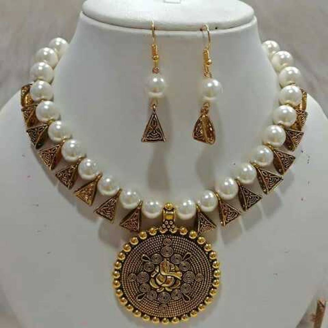 Charming Oxidized Ganesh ji Beads Jewellery Set