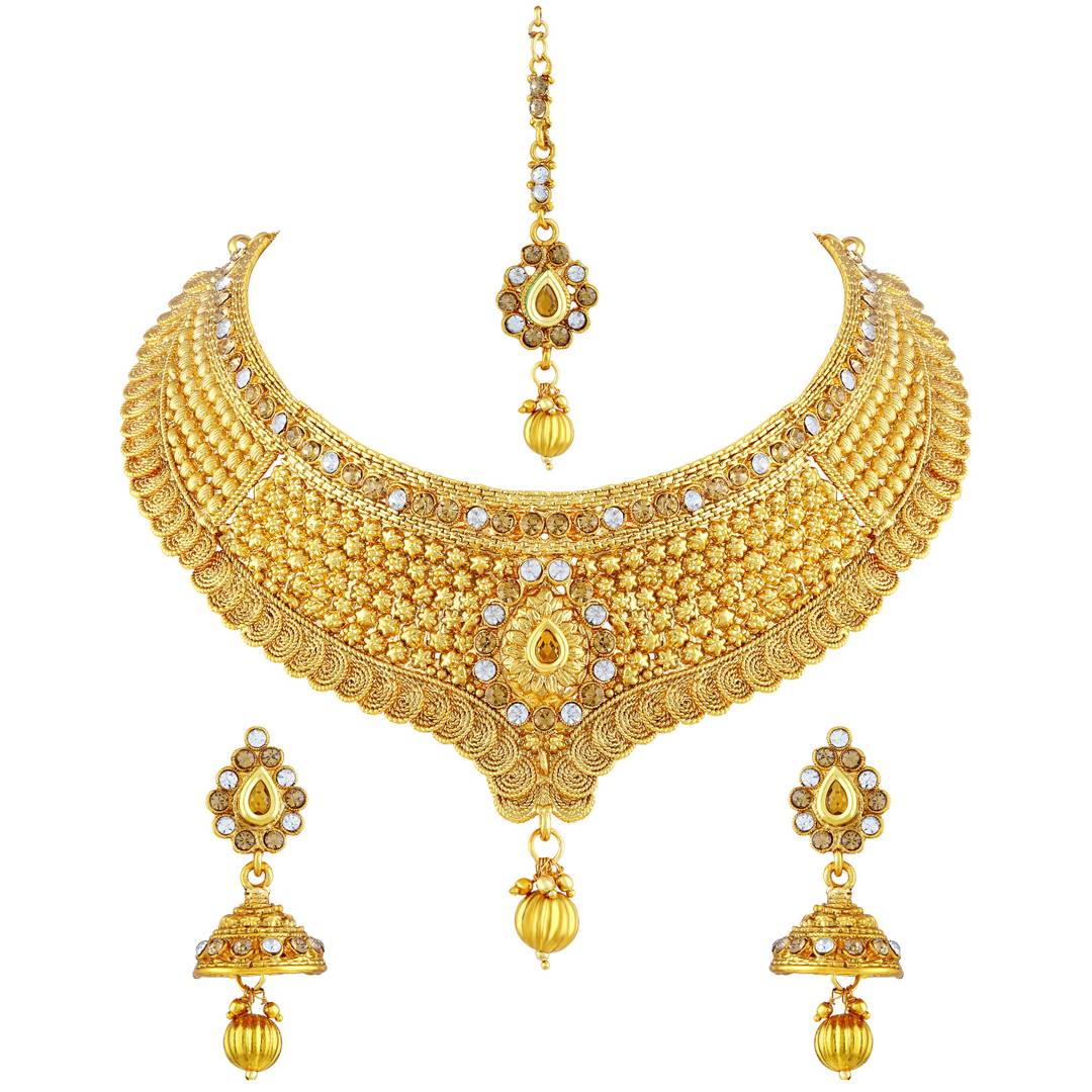 Traditional Gold Plated Choker Style Necklace Set
