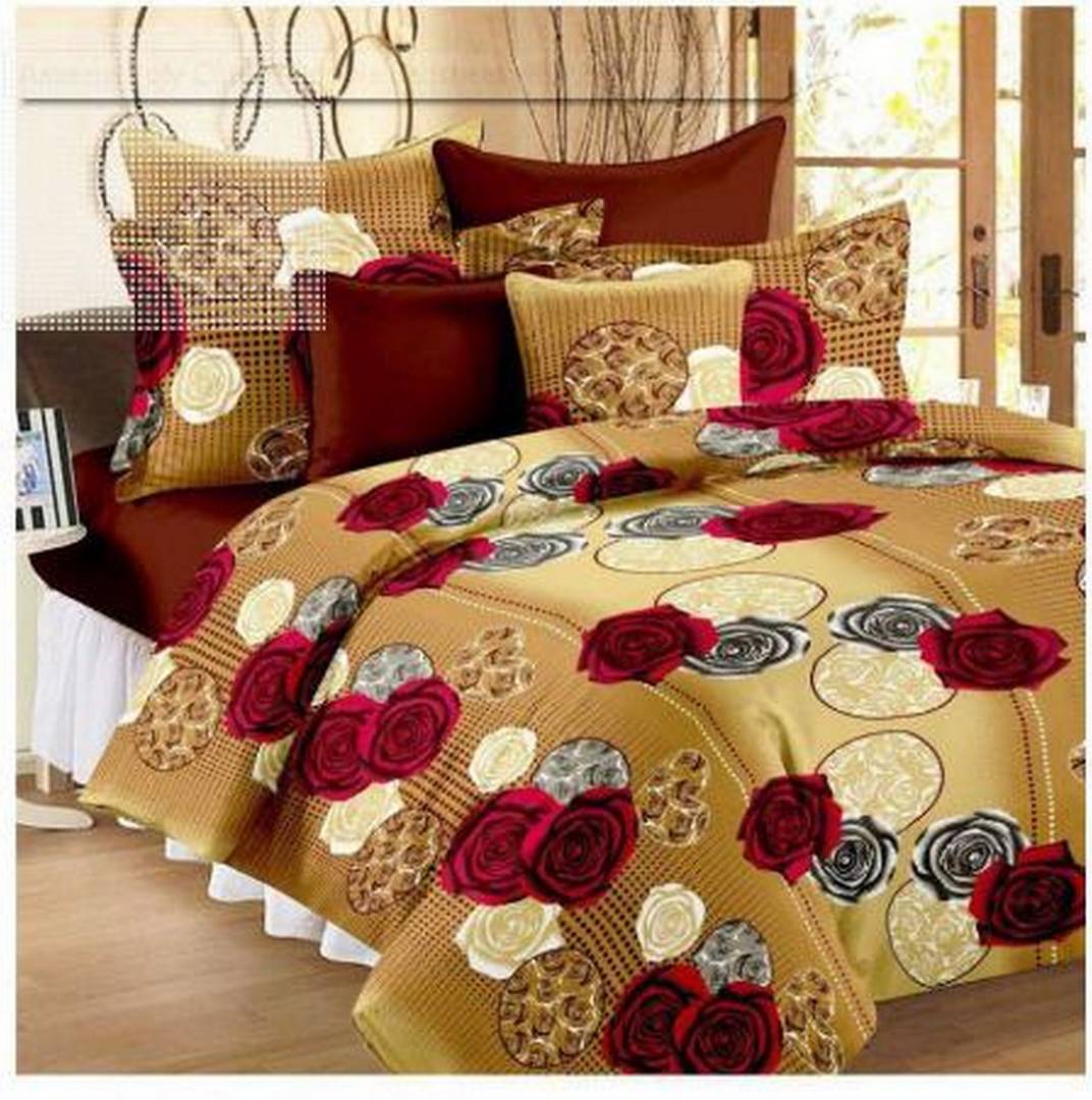 Voguish Poly Cotton Printed Double Bedsheet with 2 Pillow Covers