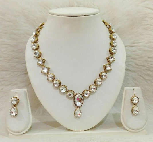 Alloy Kundan Necklace set with Earring (2-SQ)