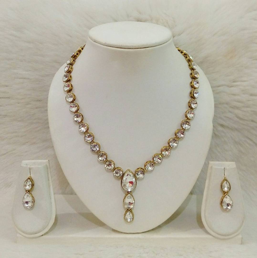 Alloy Kundan Necklace set with Earring (8St-16)