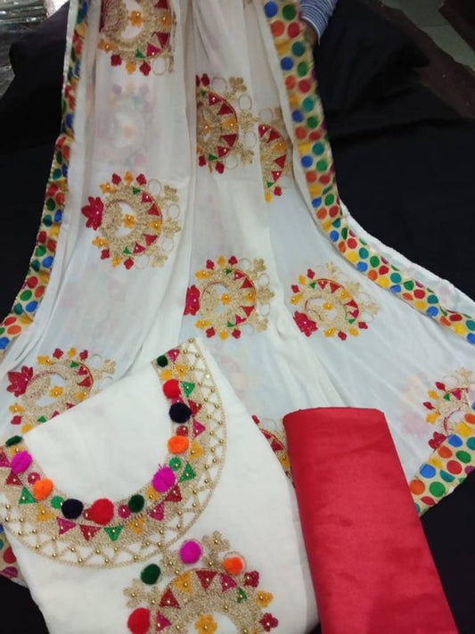 Elegant Embroidered Modal Chanderi Salwar Suit Dress Material