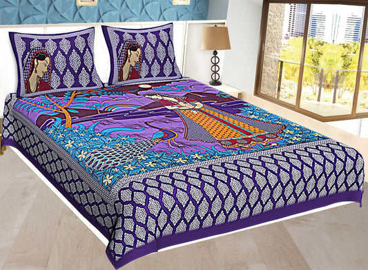 Amazing Cotton Printed Double Bedsheet with 2 Pillow Covers