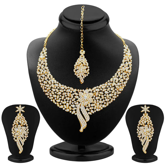 Fashionable Gold Plated Ad Stone Necklace Set