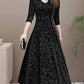 Black Self Pattern Velvet Long Dress