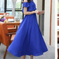 Royal Blue Cold Shoulder Long Maxi Dress