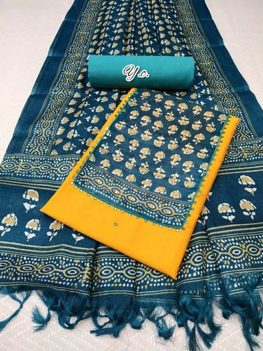 Pretty Slub Cotton Salwar Suit Dress Material