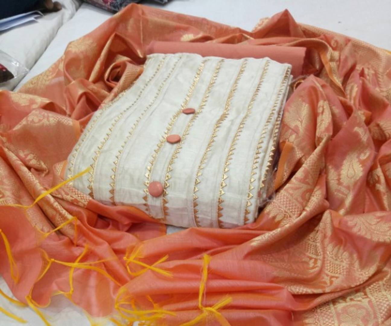 Trendy Chanderi Silk Gota Patti Salwar Suit Dress Material
