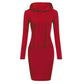 Awesome Solid Polycotton Hooded Dress