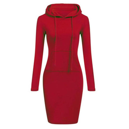 Awesome Solid Polycotton Hooded Dress