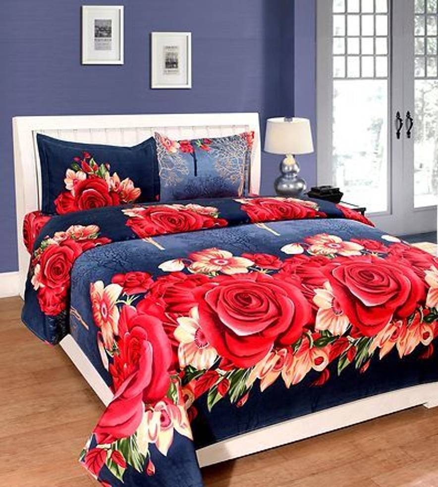 Alluring Polycotton Double Bed Bedsheet with 2 Pillow Cover