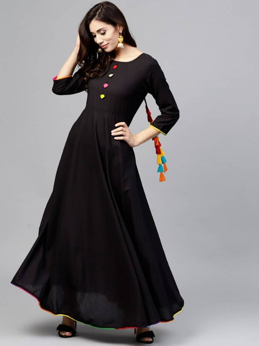 Stylish Rayon Long Anarkali Solid Gown