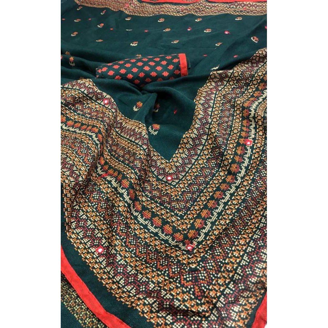 Stylish Jute Silk Printed Saree
