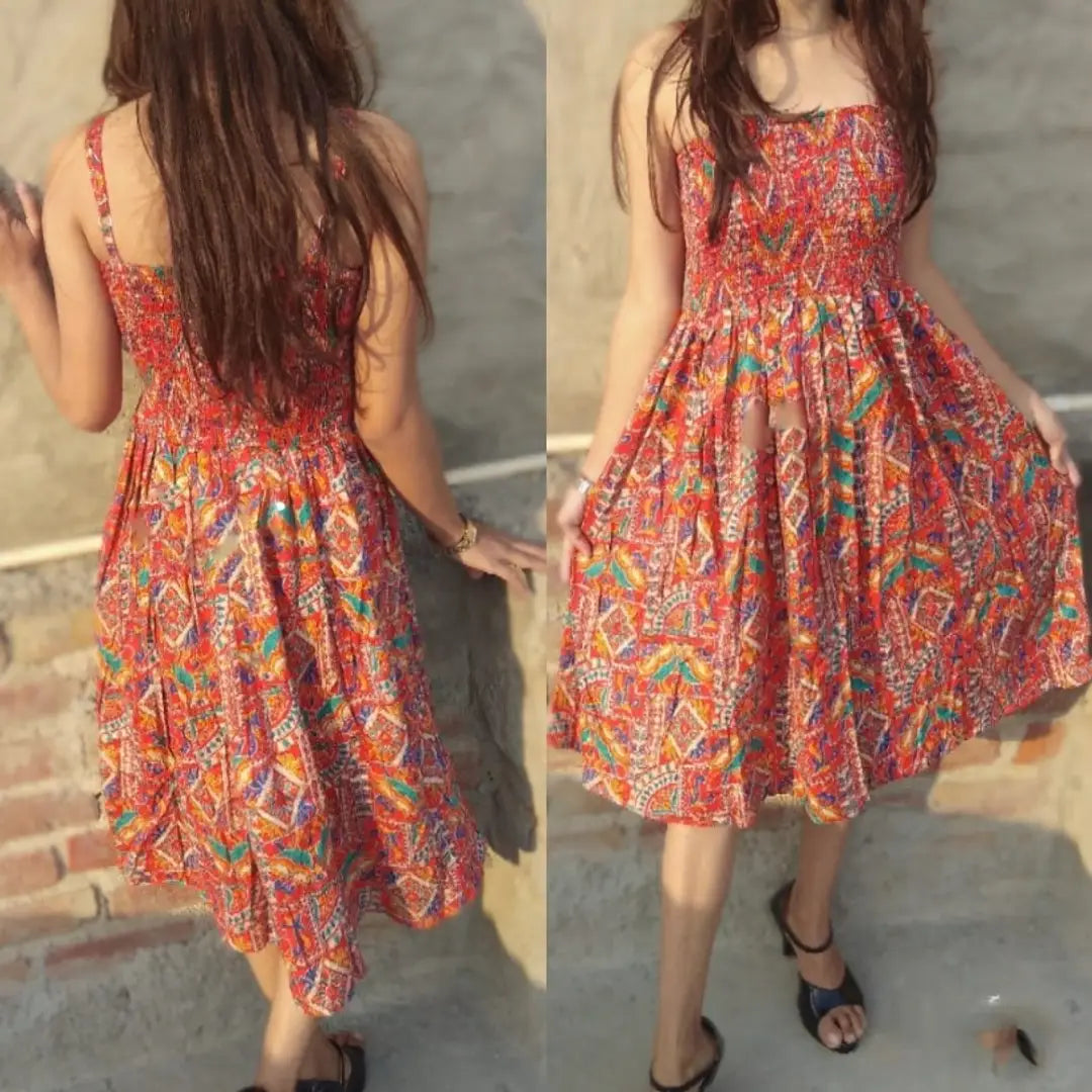 Designer Rayon Cotton Printed Dress