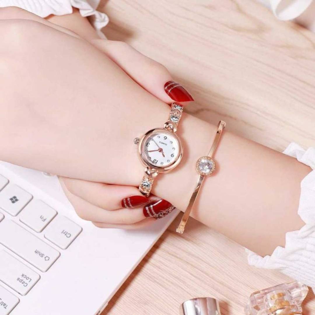 Stylish Rose Gold Diamond Women's Watch