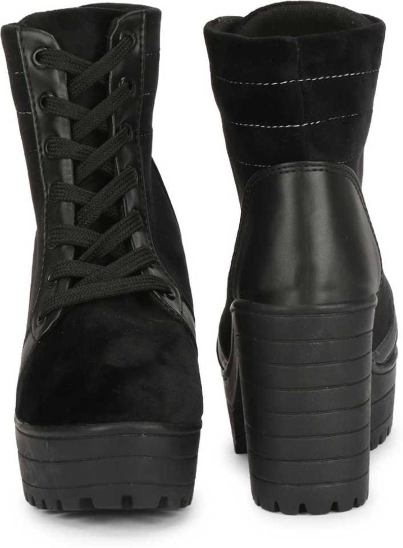 Women's Black Canvas Boots