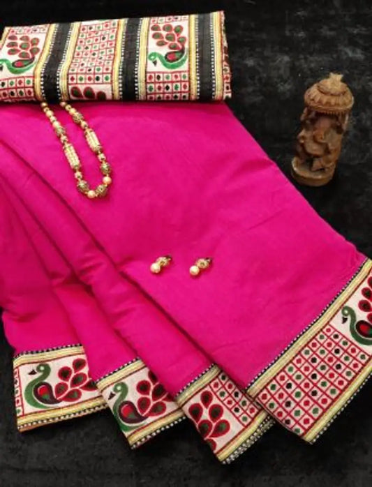 Lovely Chanderi Cotton Saree With Blouse Piece