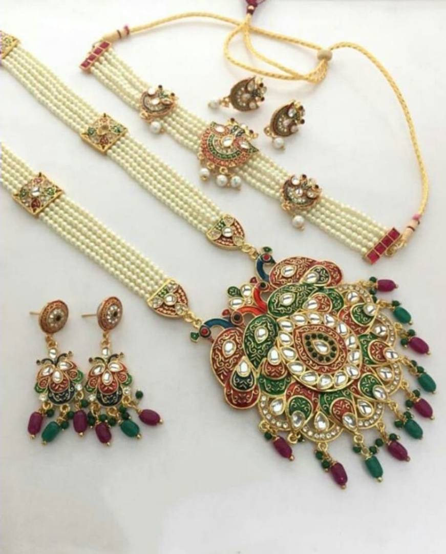 Beautiful Alloy Rani Jewellery Combo Set