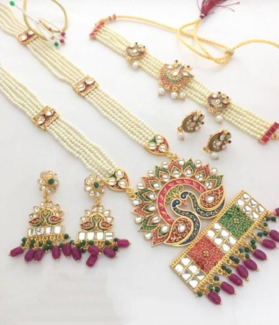 Beautiful Alloy Rani Jewellery Combo Set