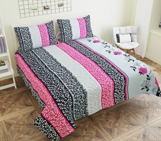 Attractive Microfiber Double Bedsheet With 2 Pillow Covers