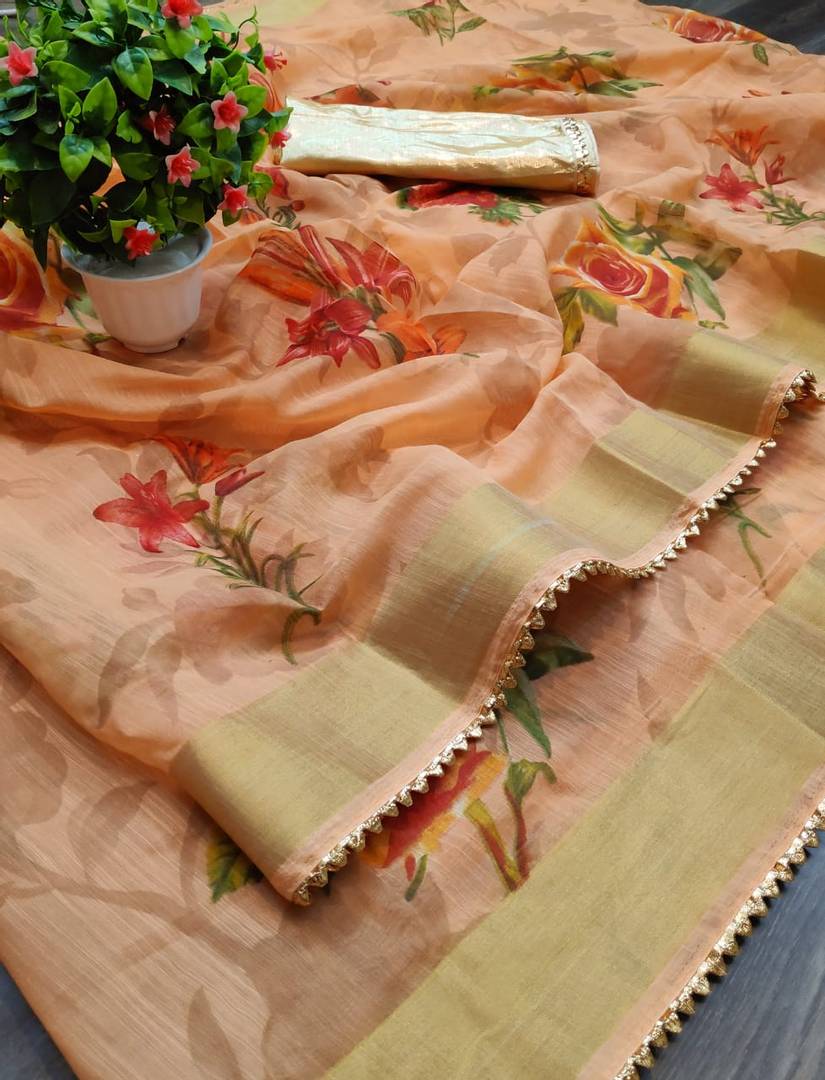 Fancy Linen Printed Saree
