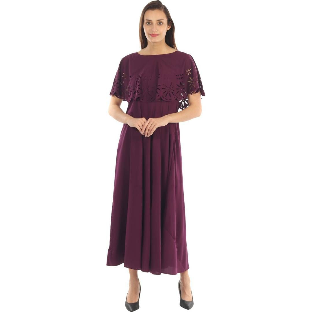 Fancy Crepe Solid Gown