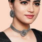 Oxidized Silver Color Necklace Set With Earrings