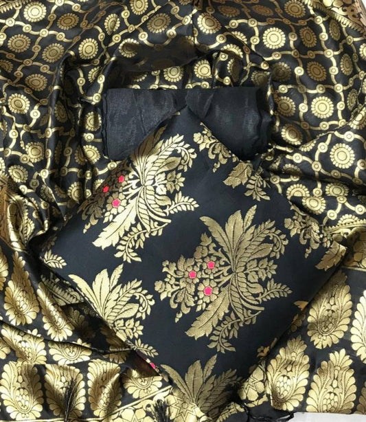Alluring Banarasi Silk Printed Salwar Suit Dress Material