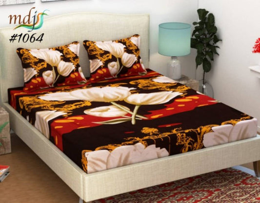 Beautiful Polycotton Printed Double Bedsheet with Pillow Covers