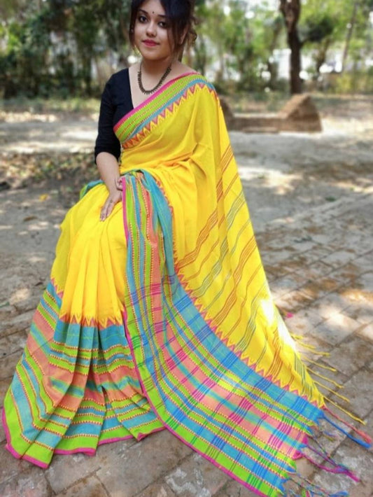 Attractive Cotton Saree with Blouse piece