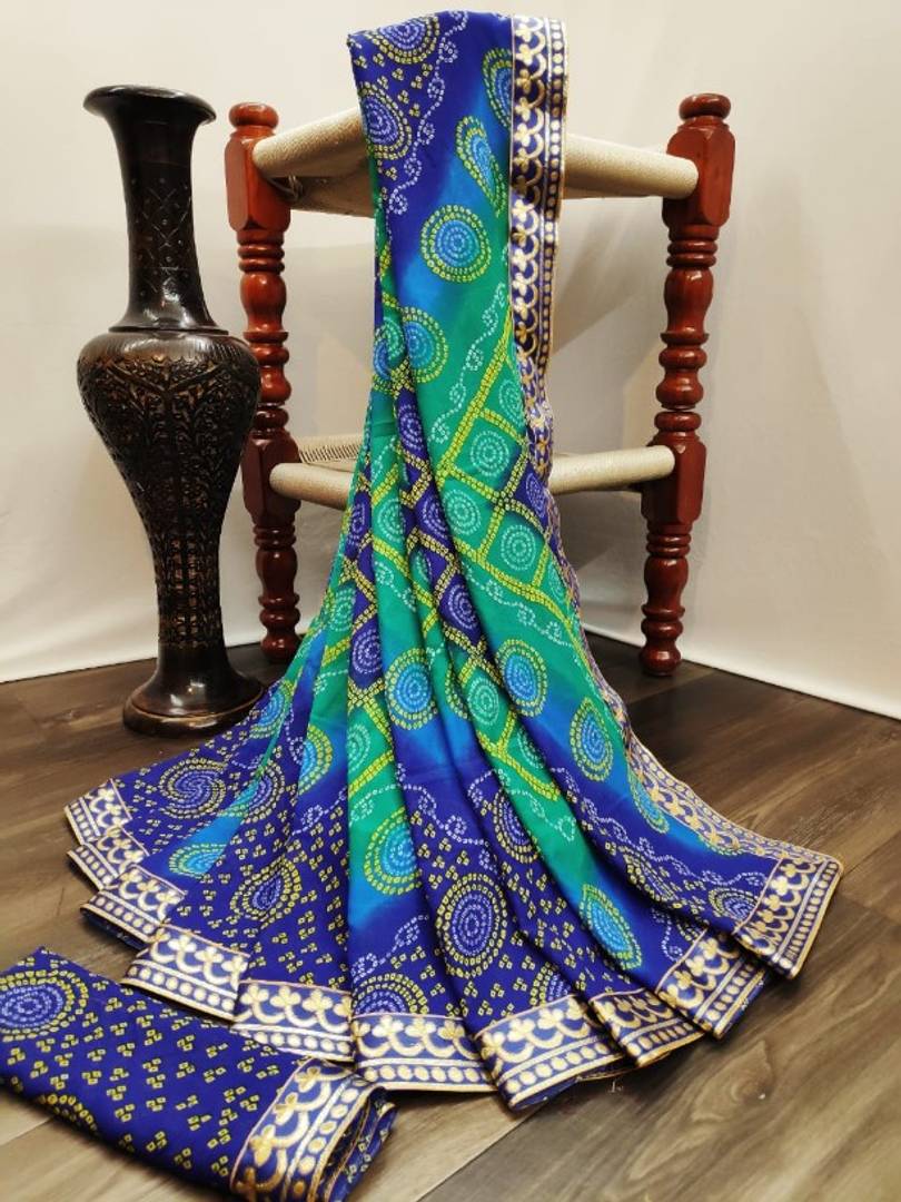Fancy Georgette Printed Saree With Blouse Piece