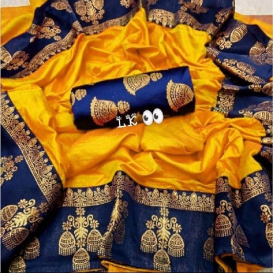 Ethnic Cotton Silk Saree with Blouse Piece