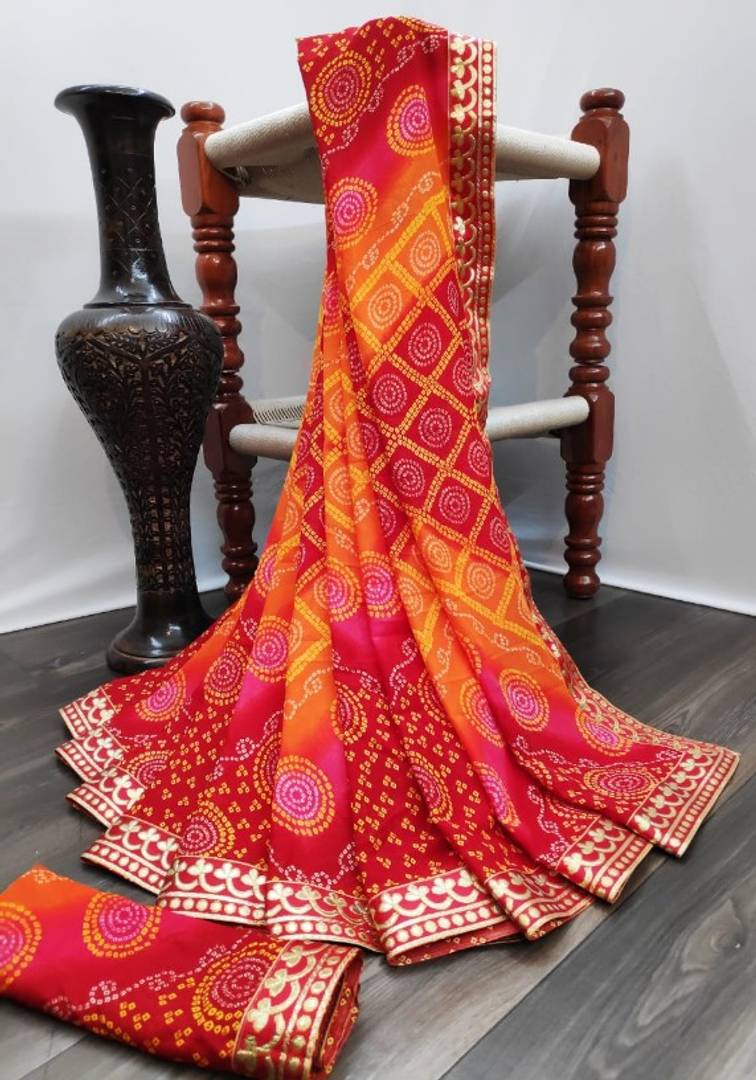 Fancy Georgette Printed Saree With Blouse Piece