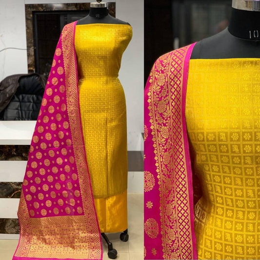 Partywear Banarasi Jacquard Salwar Suit Dress Material