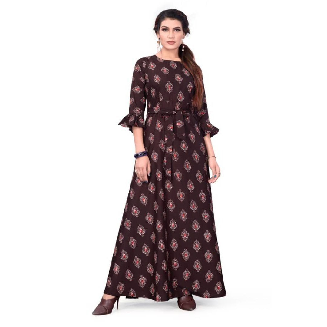 Versatile Printed Crepe Anarkali Gown