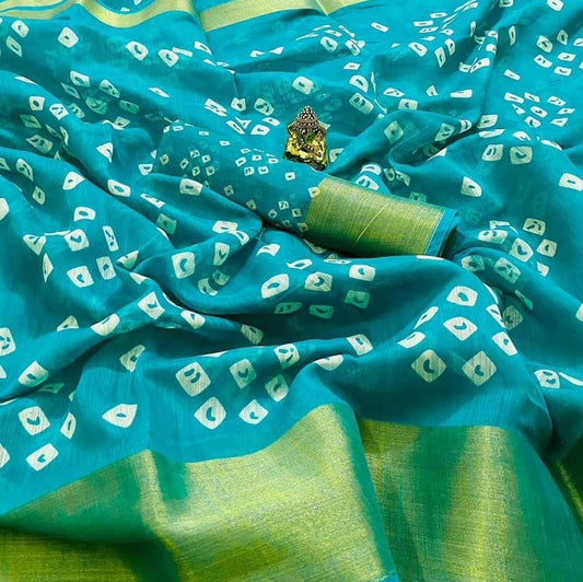 Fancy Cotton Printed Bandhani Saree