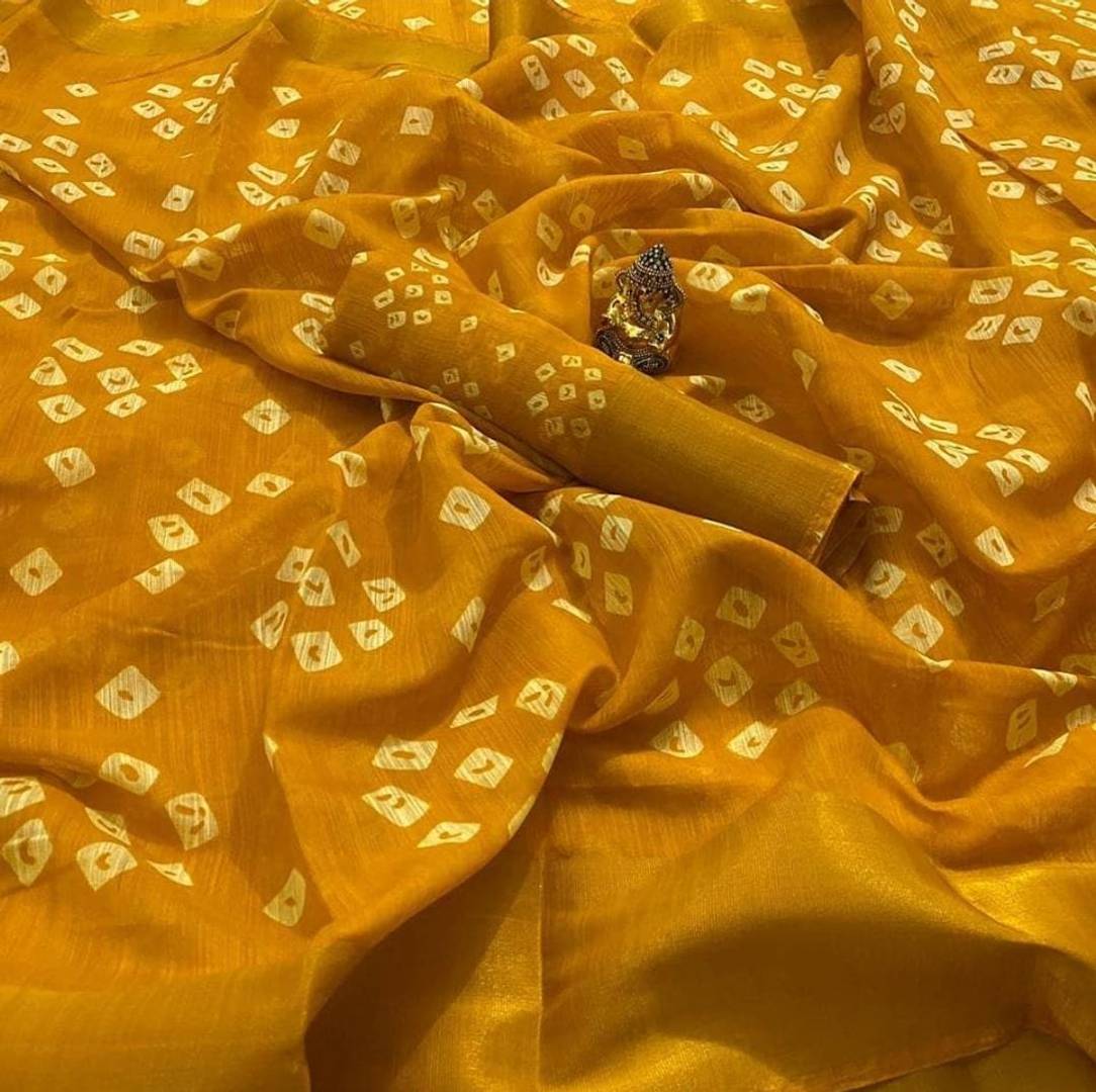 Fancy Cotton Printed Bandhani Saree