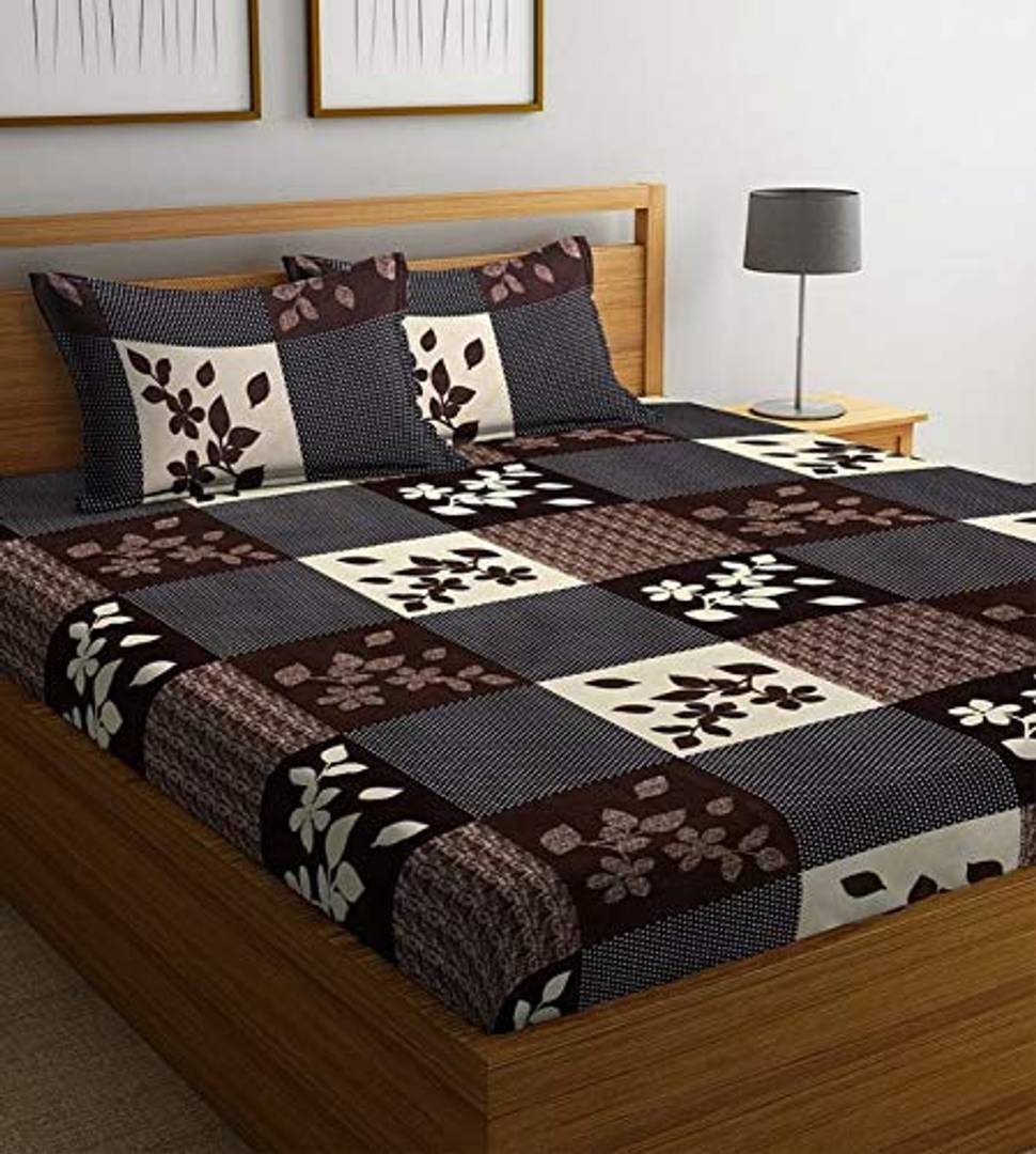 Awesome Glace Cotton Printed Double Bedsheet With Pillow Covers
