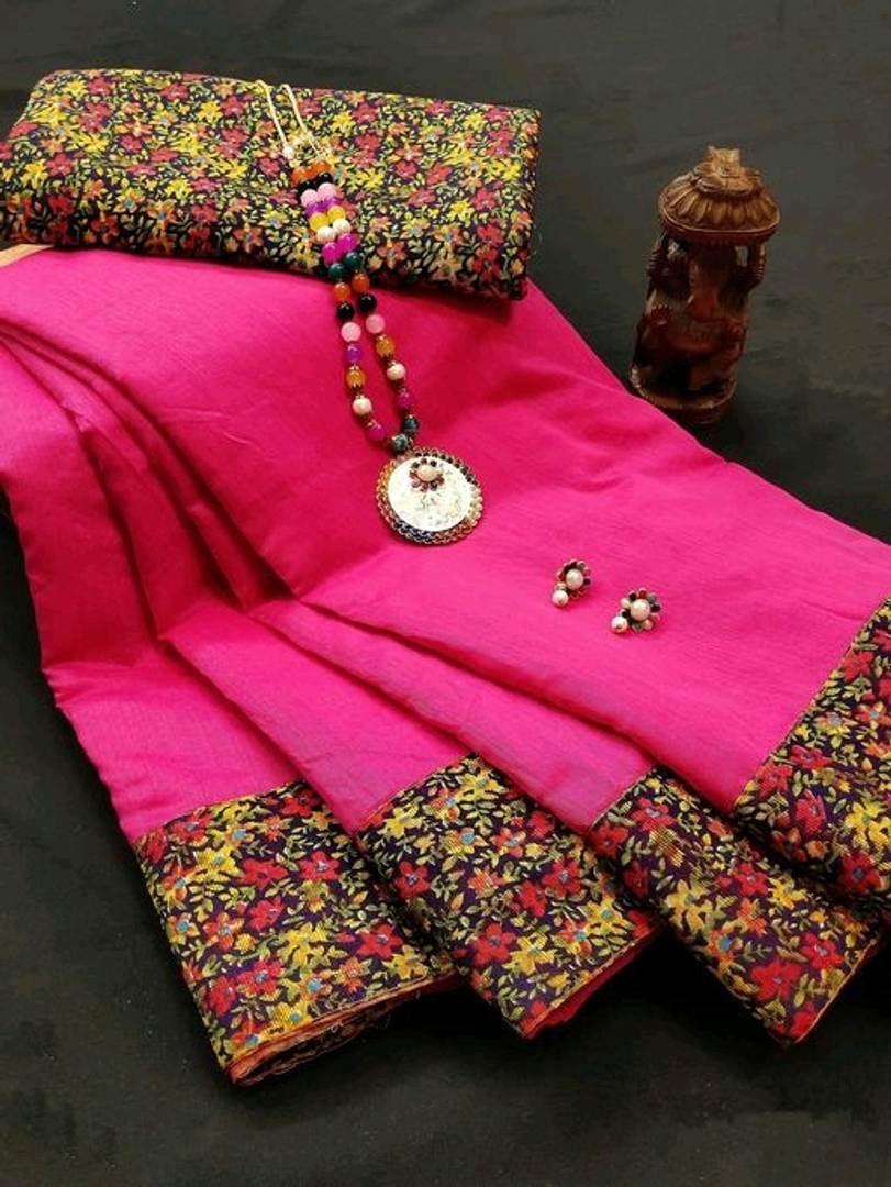 Ravishing Chanderi Border Cotton Saree with Printed Satin Blouse