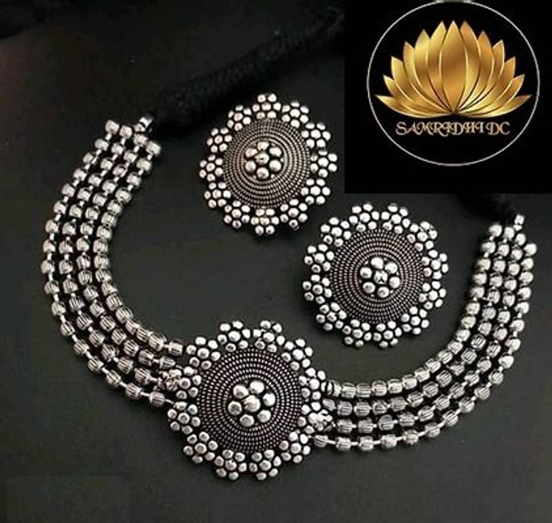 Designer Silver Necklace Set