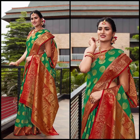 Sensational Banarasi Silk Blend Zari Woven Saree